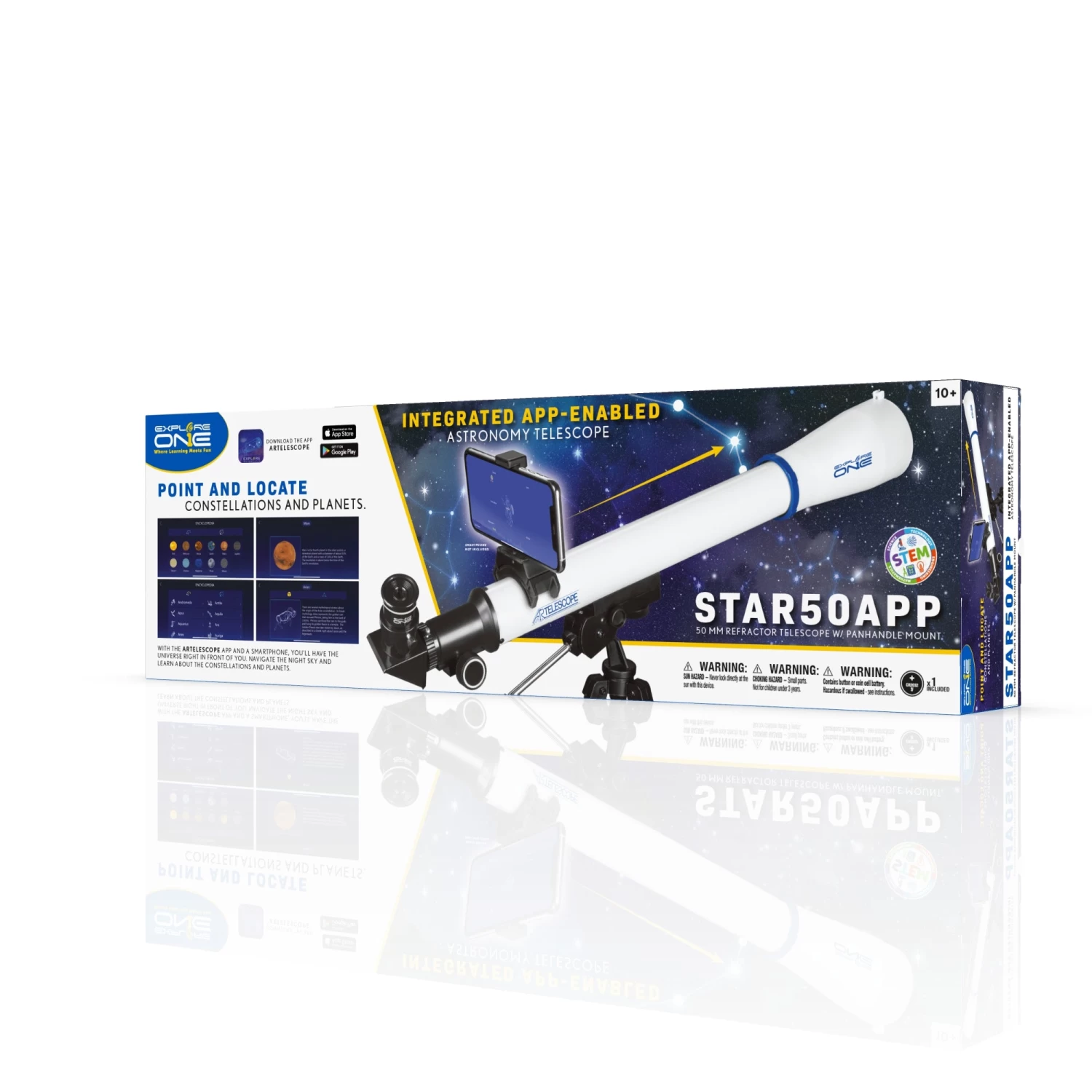 Explore One STAR50APP - 50mm Refractor Telescope W/ Panhandle Mount And Astronomy APP - Image 5