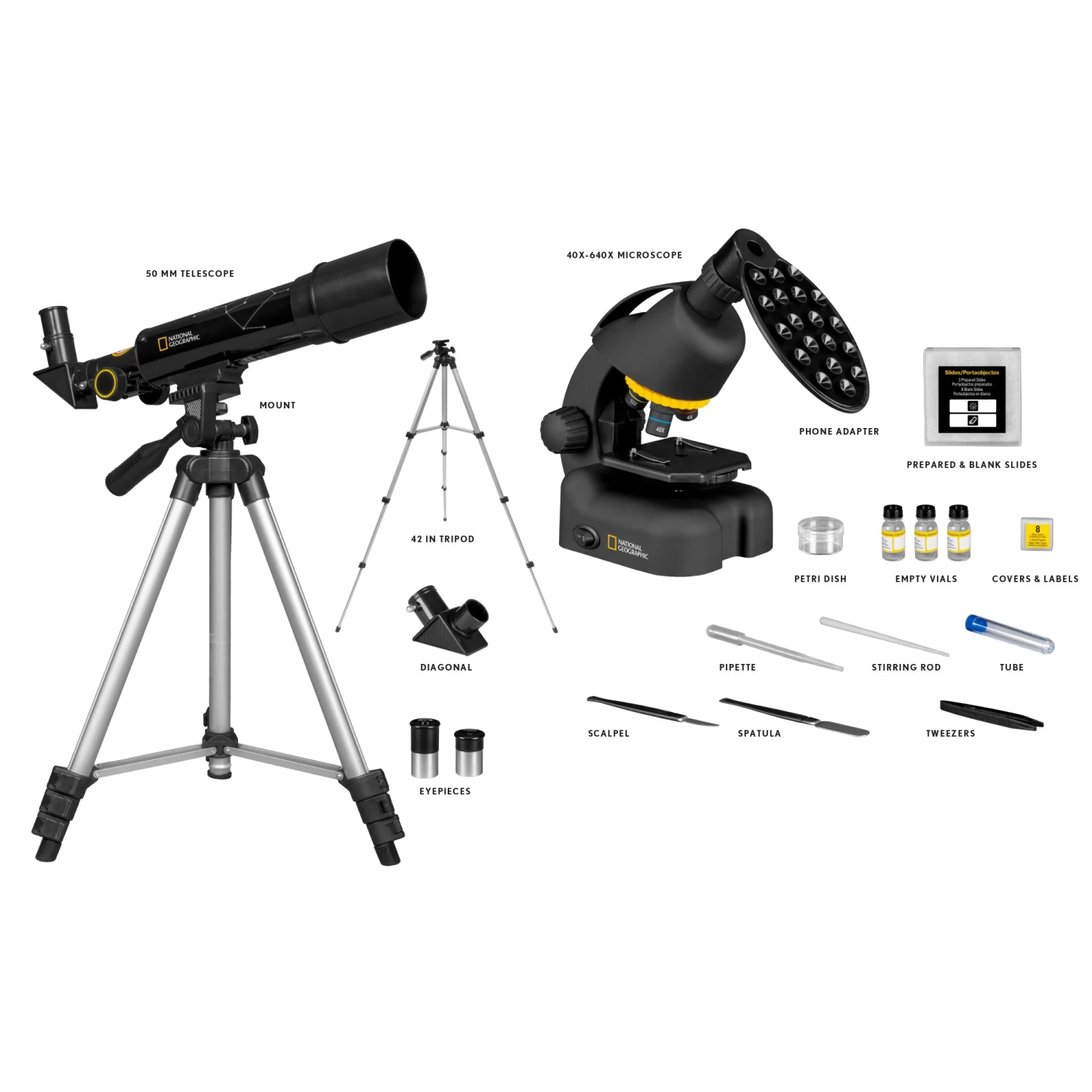 National Geographic 50mm Telescope And 640x Microscope Set With Hard Case - Image 7
